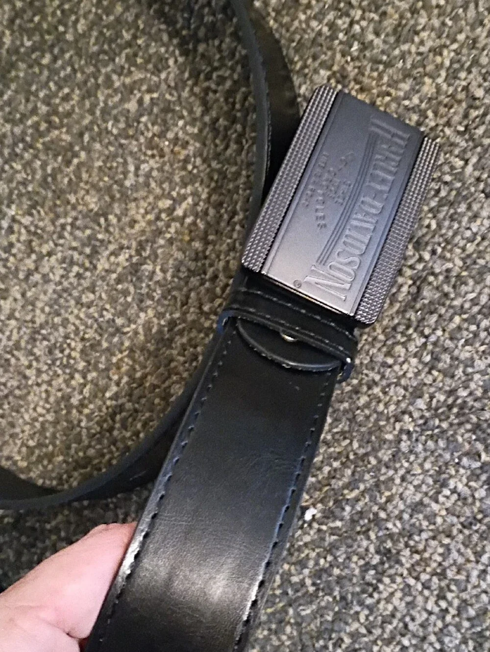 Harley-Davidson Black Leather Strap Belt with Metal Logo Buckle